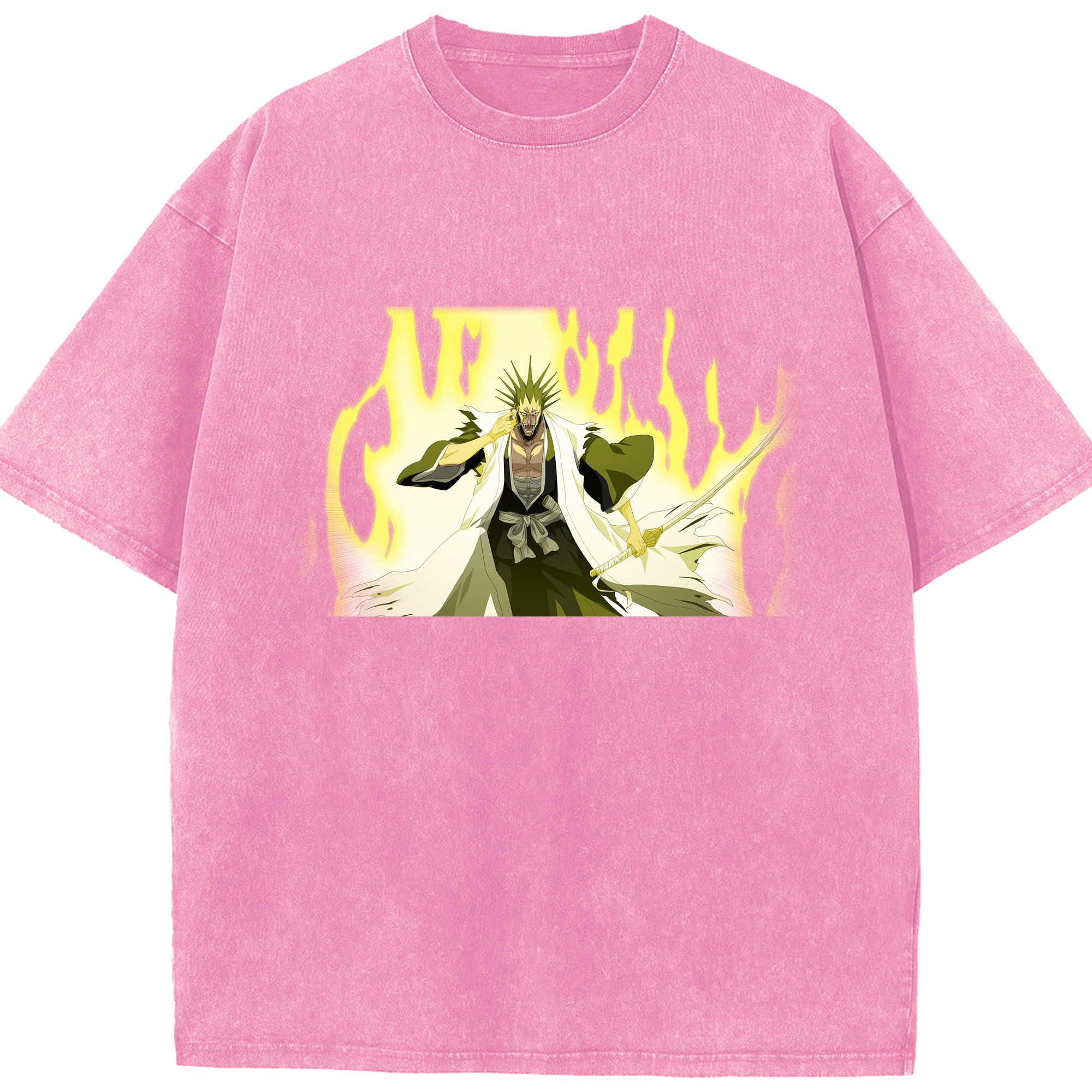（画像用） ブリーチ ざらき けんぱち BLEACH Zaraki Kenpachi 綿100% ヴィンテージ風 半袖Tシャツ（フロントプリント）